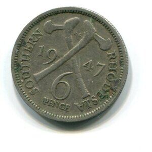 1947 Southern Rhodesia 6p Coin (b757-16)